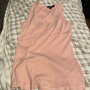 Pink tank with silver embroidery